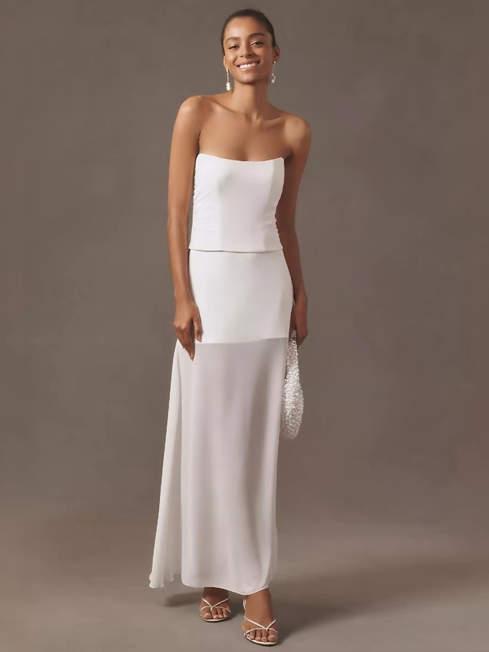 Anthropologie Mare Mare Strapless Corset Sheer Maxi Skirt Set, S L